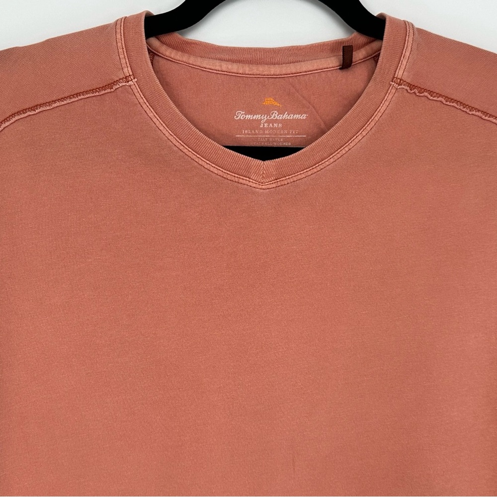 #297- Tommy Bahama Men's Short Sleeve Tee in Coral/Rust Color - Picture 2 of 7